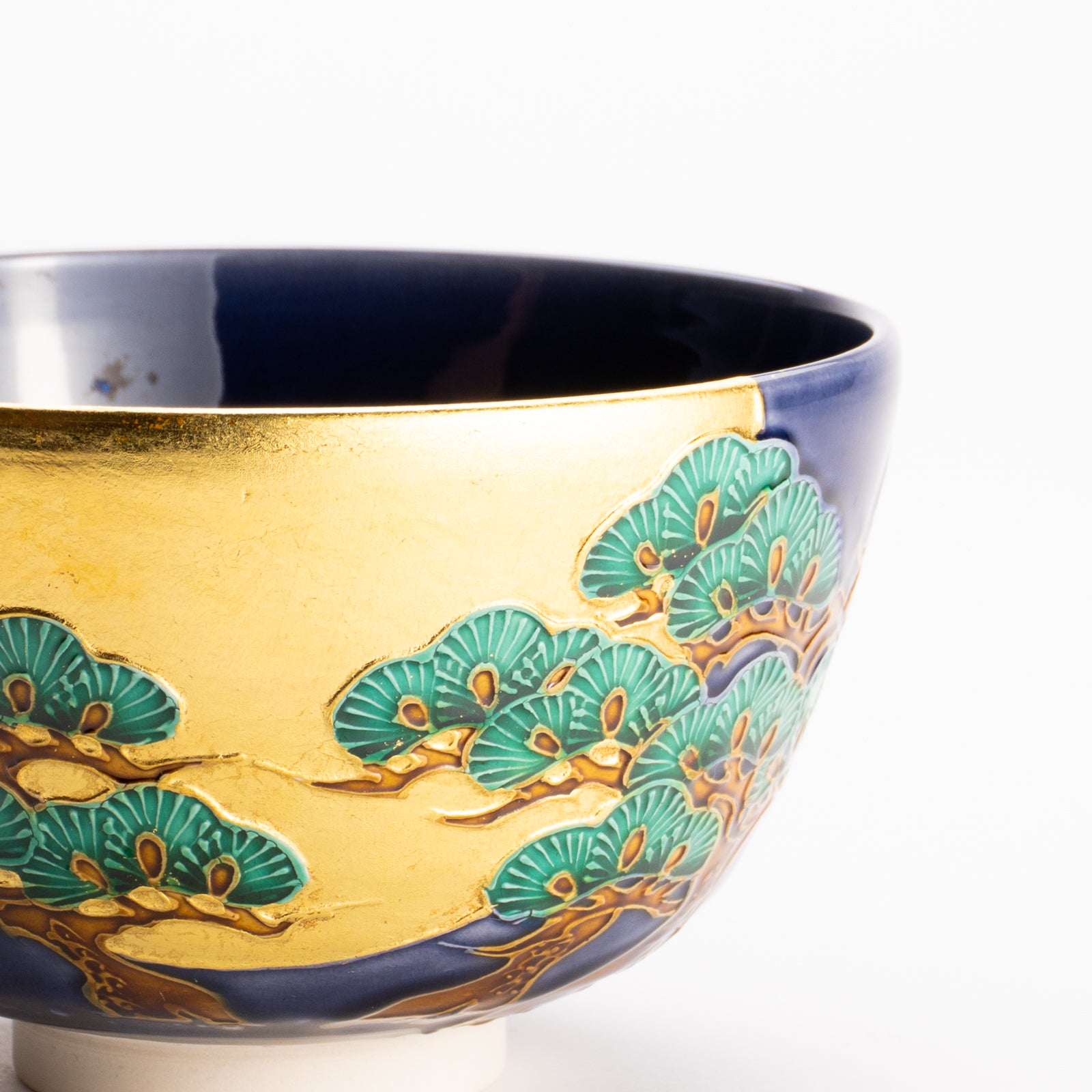 京都 清水焼】抹茶碗 紺交趾金箔 