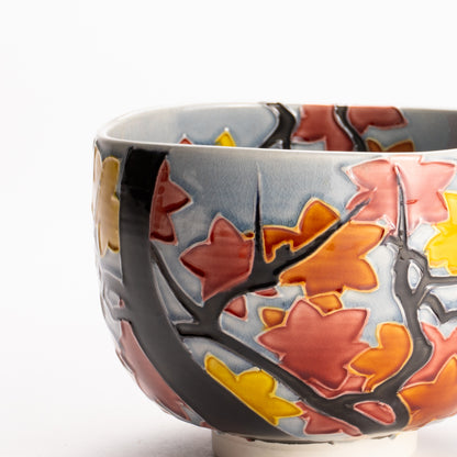 抹茶碗　淡紫交趾 "紅葉"　一如 KOTOPOTTER