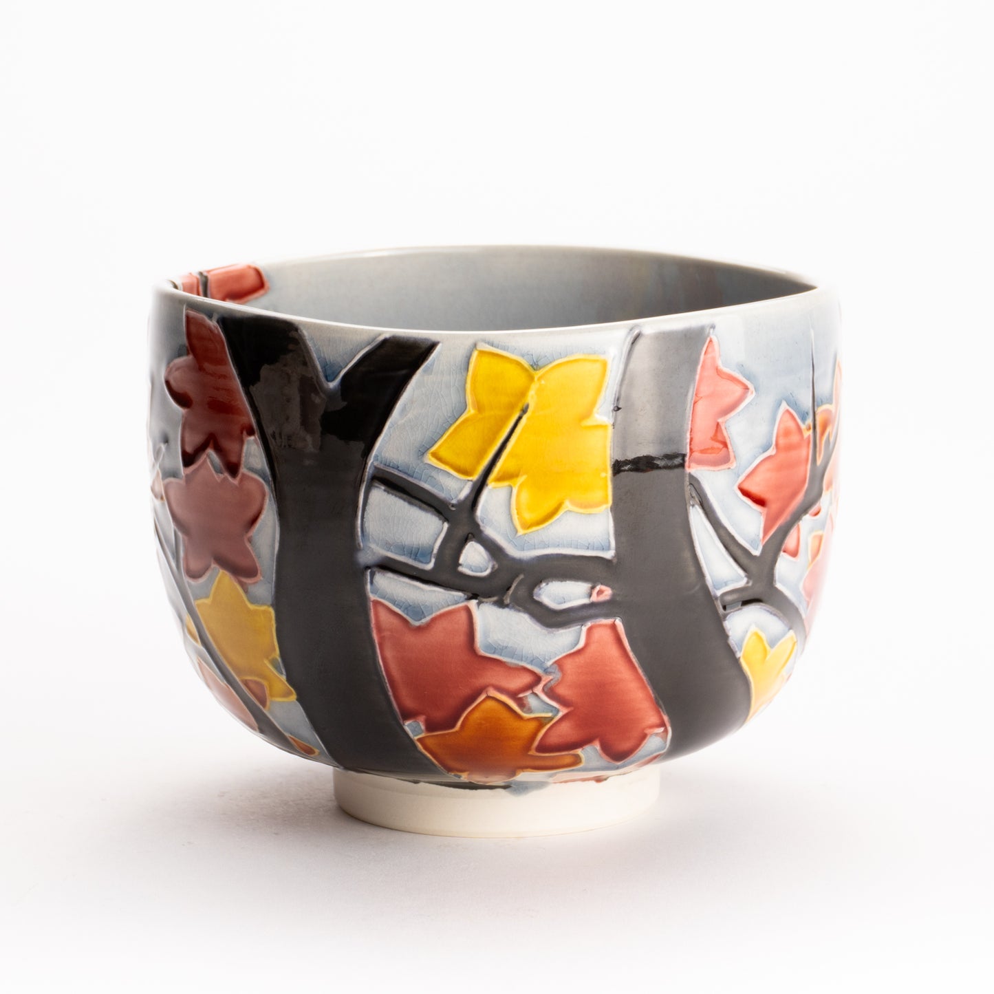 抹茶碗　淡紫交趾 "紅葉"　一如 KOTOPOTTER