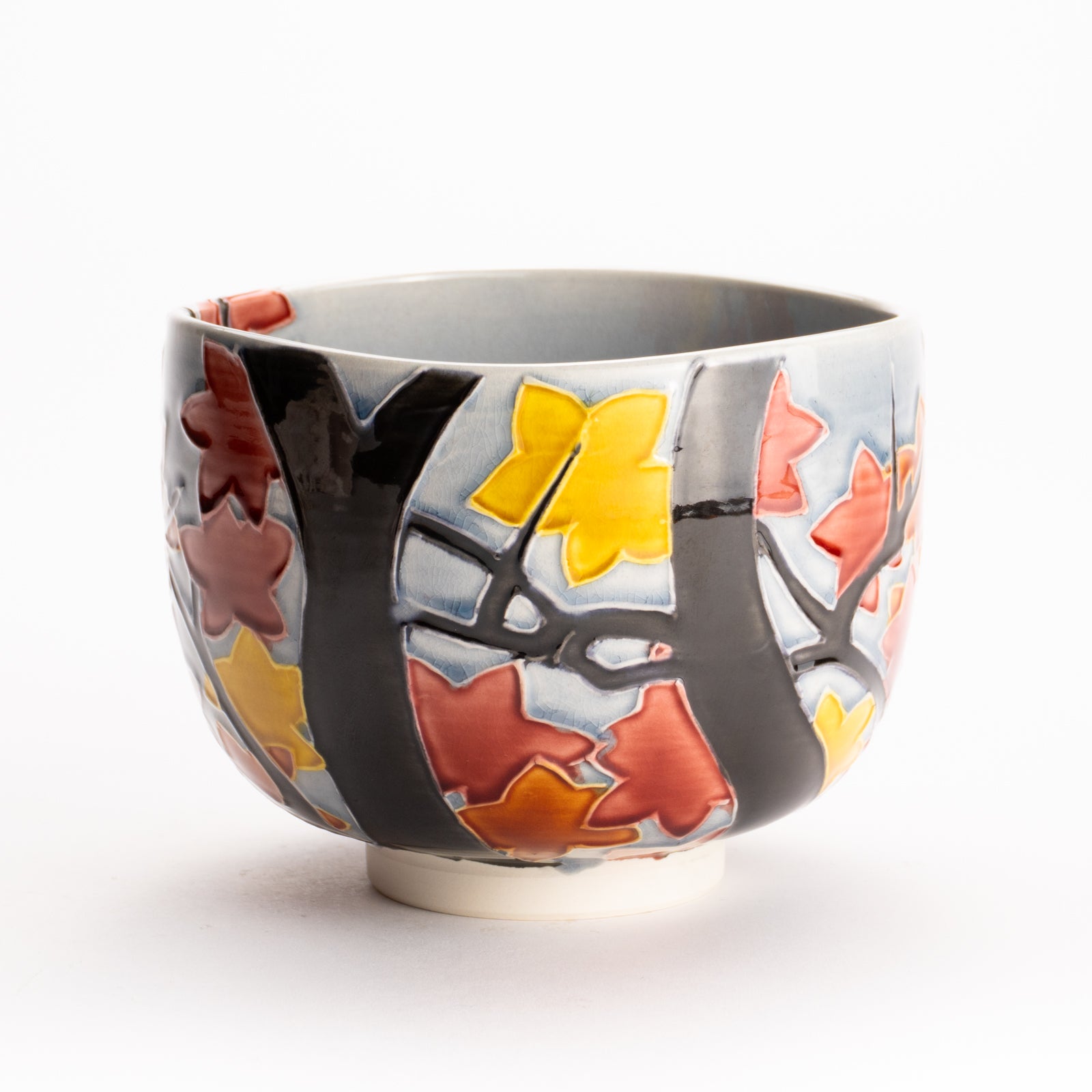 抹茶碗　淡紫交趾 "紅葉"　一如 KOTOPOTTER