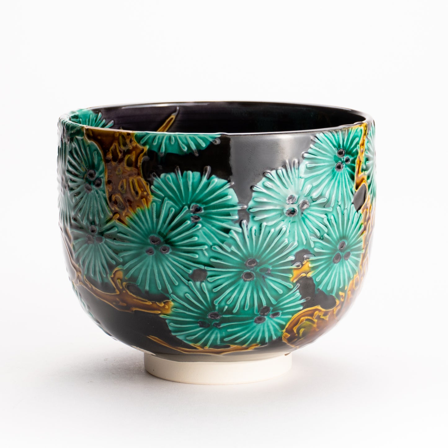 抹茶碗　紫交趾 "唐松"　一如 KOTOPOTTER