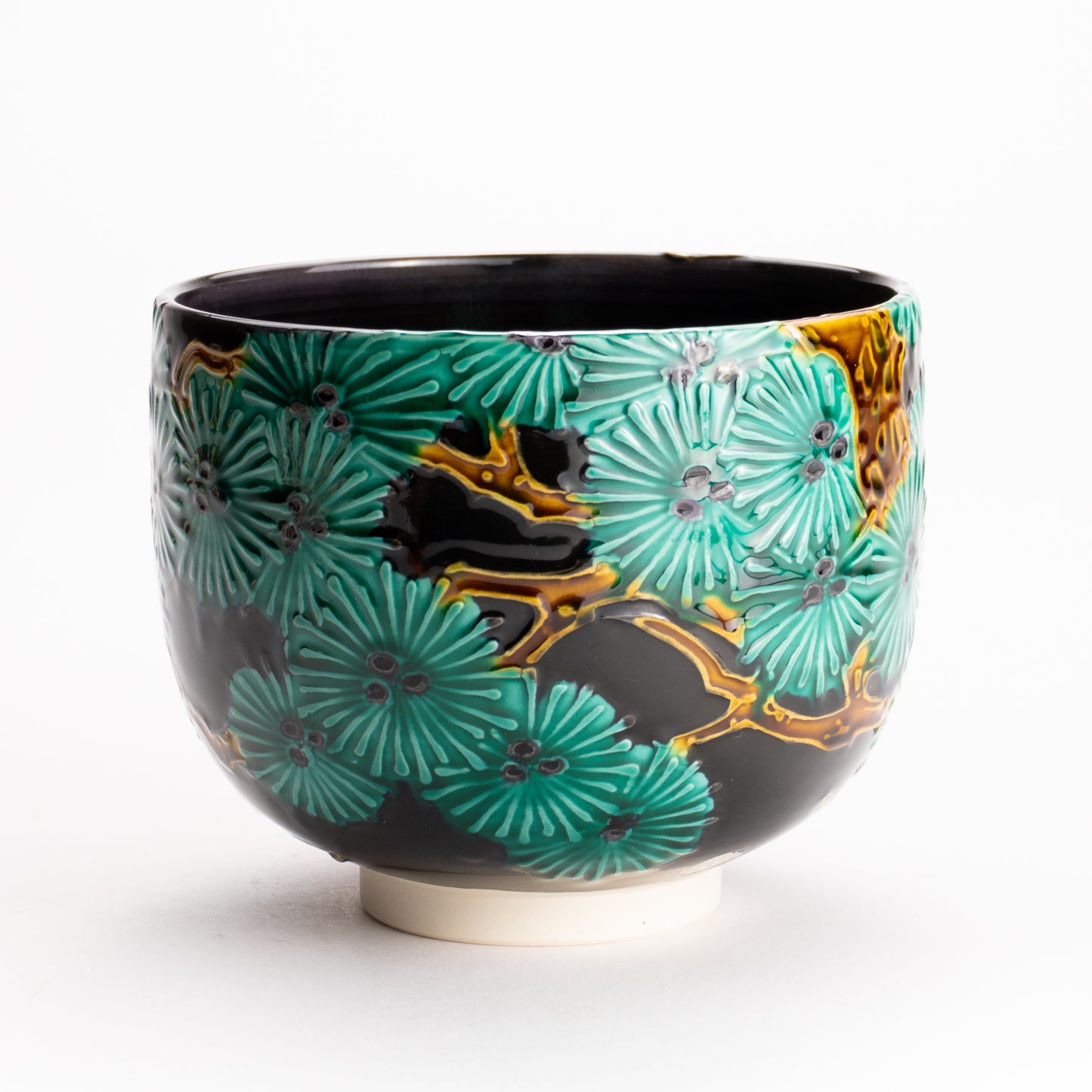 抹茶碗　紫交趾 "唐松"　一如 KOTOPOTTER