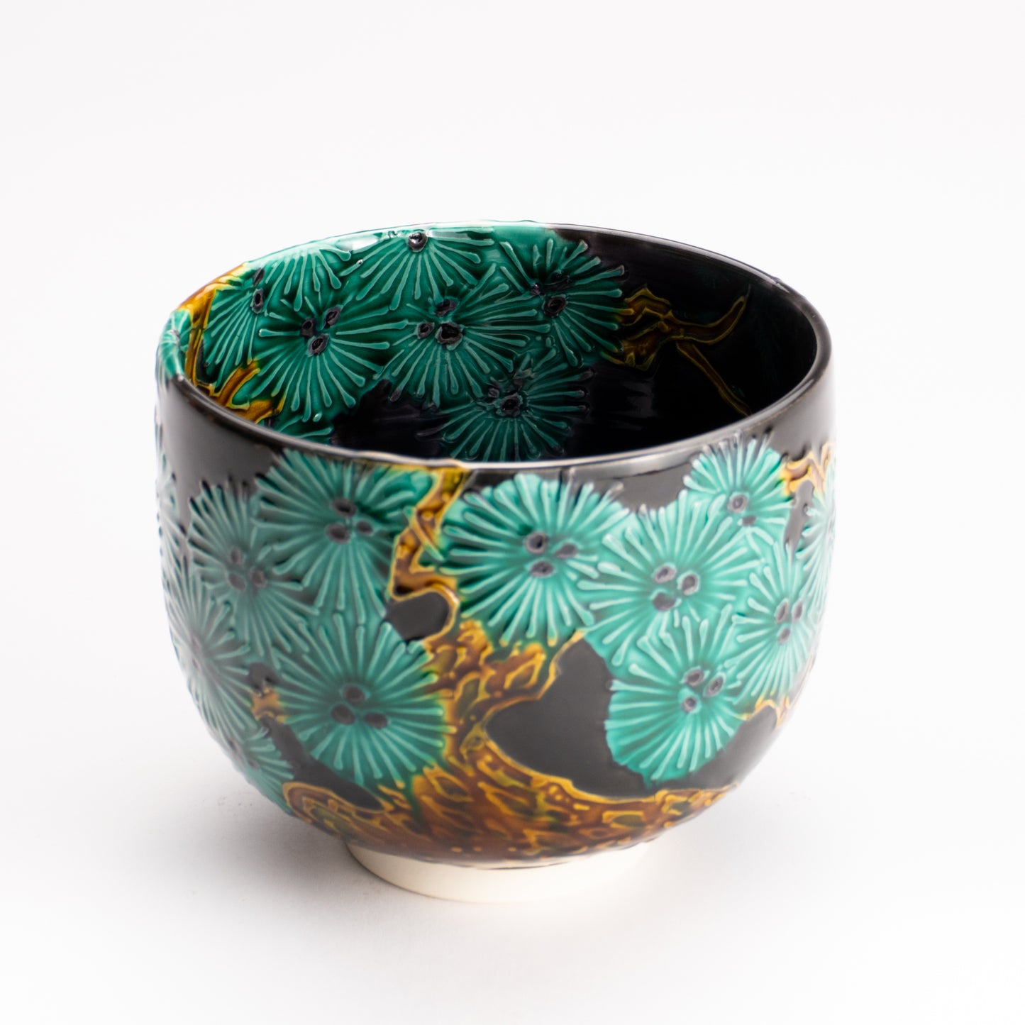 抹茶碗　紫交趾 "唐松"　一如 KOTOPOTTER