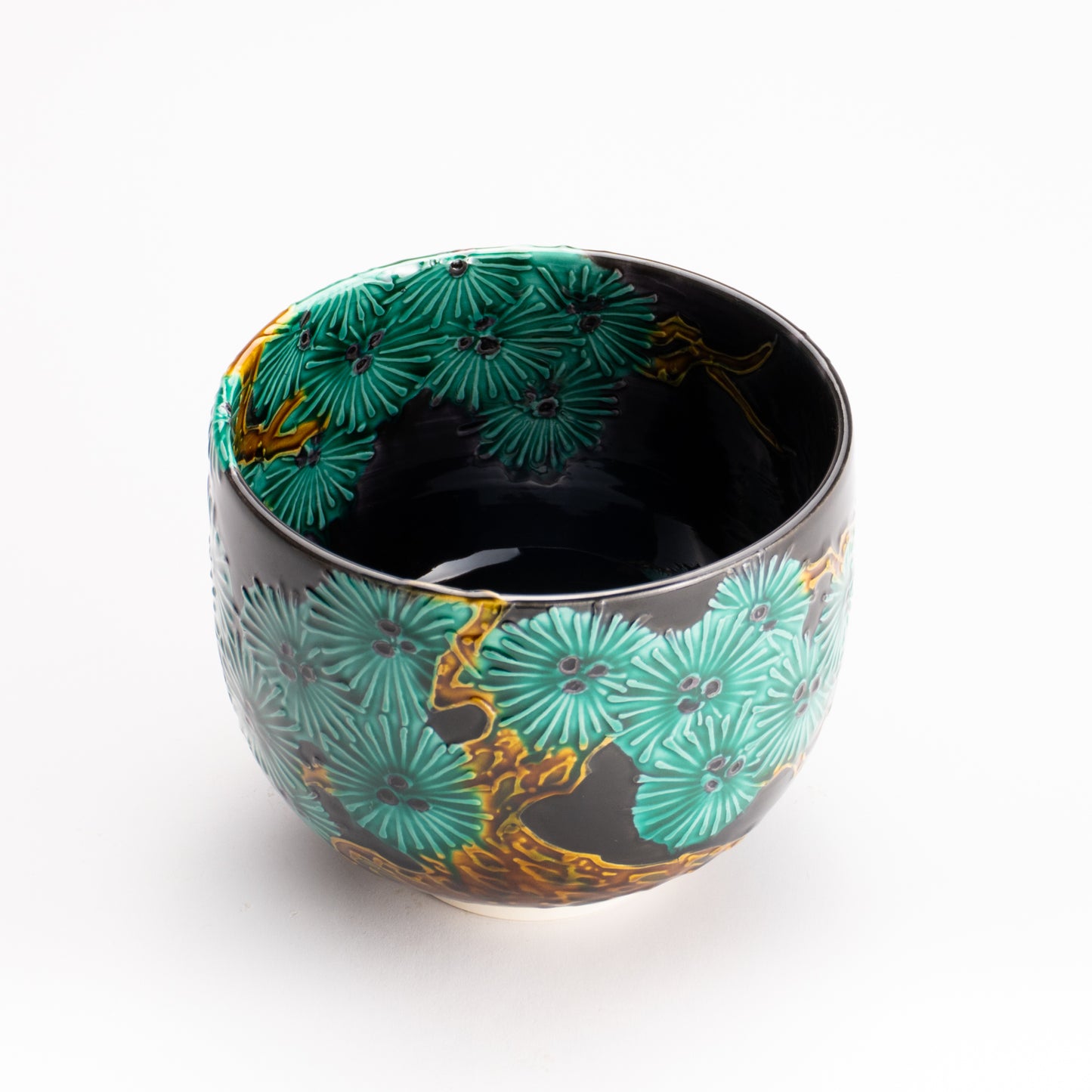 抹茶碗　紫交趾 "唐松"　一如 KOTOPOTTER