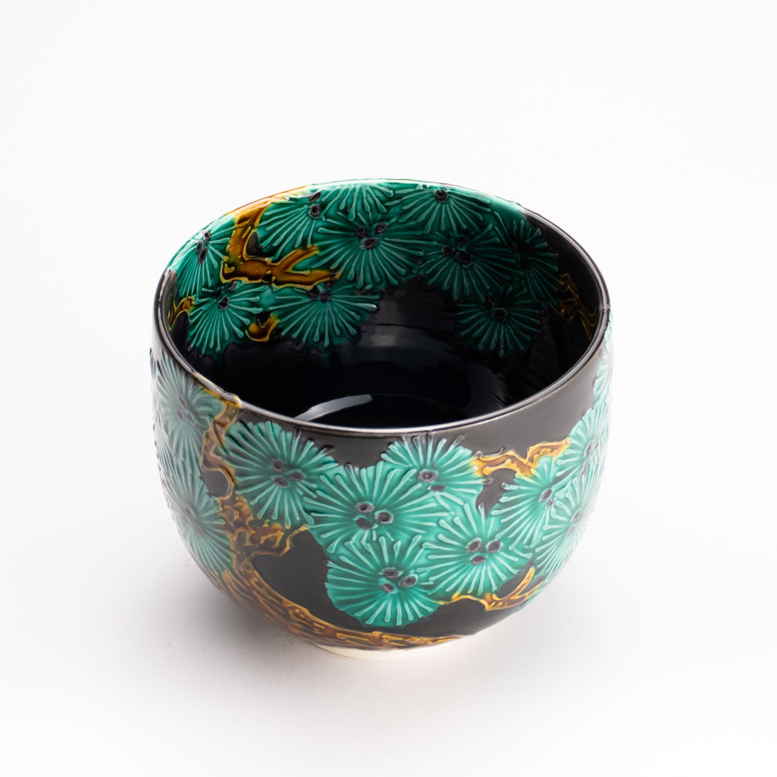 抹茶碗　紫交趾 "唐松"　一如 KOTOPOTTER