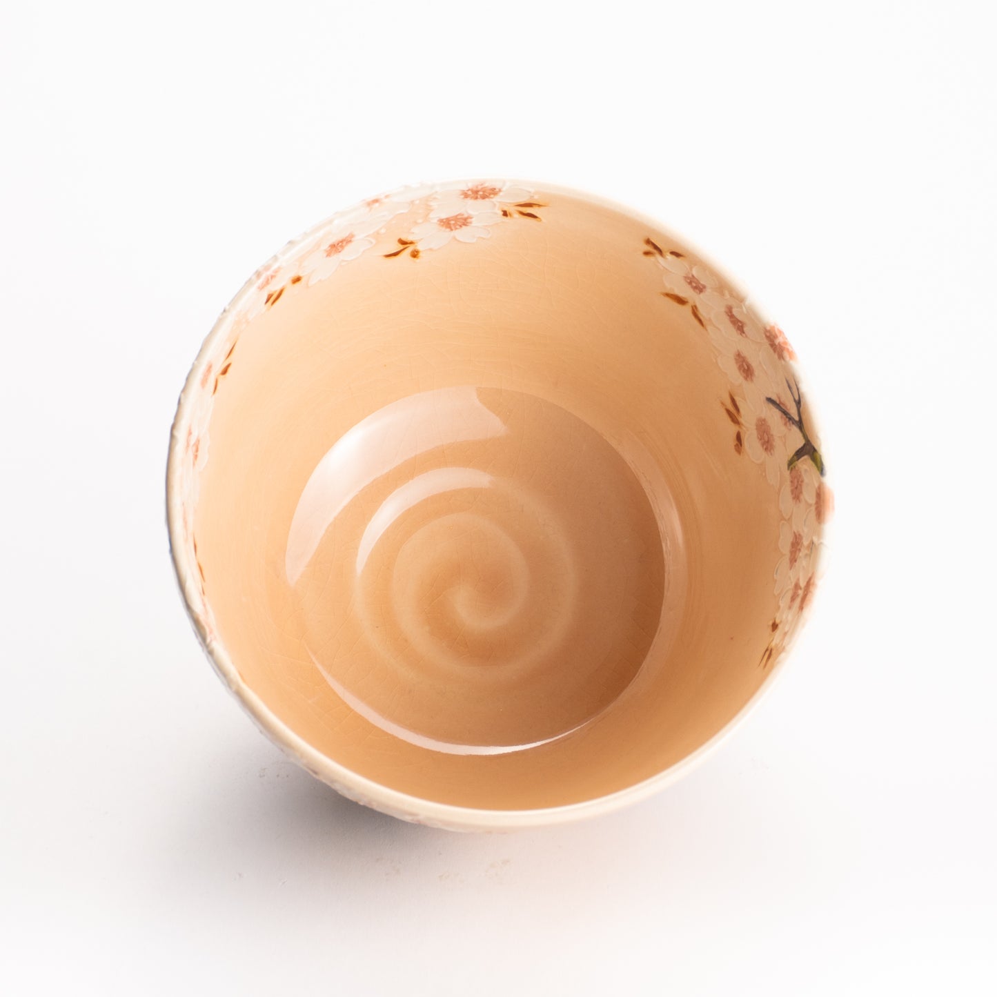 抹茶碗　淡桃交趾 "鹿に桜"　一如 KOTOPOTTER
