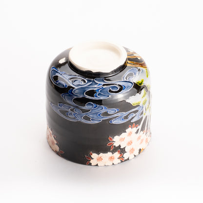 抹茶碗　紫交趾 "鹿に桜"　一如 KOTOPOTTER