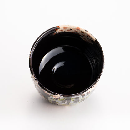 抹茶碗　紫交趾 "鹿に桜"　一如 KOTOPOTTER