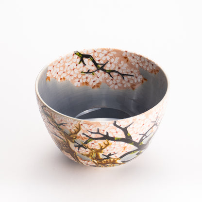 抹茶碗　淡紫交趾 "鹿に桜"　一如 KOTOPOTTER