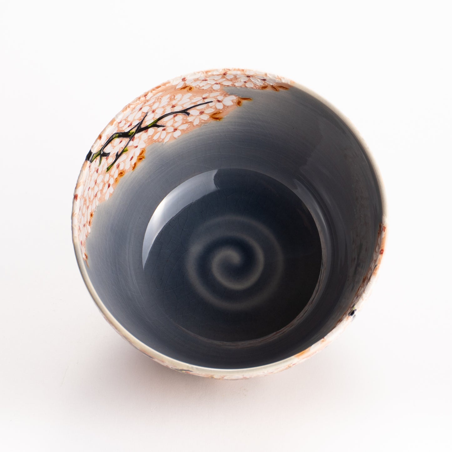抹茶碗　淡紫交趾 "鹿に桜"　一如 KOTOPOTTER