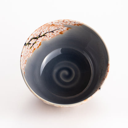 抹茶碗　淡紫交趾 "鹿に桜"　一如 KOTOPOTTER