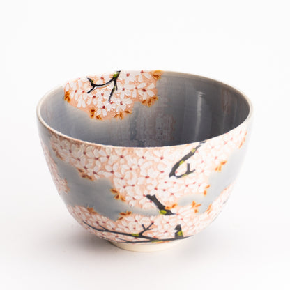 抹茶碗　淡紫交趾 "鹿に桜"　一如 KOTOPOTTER
