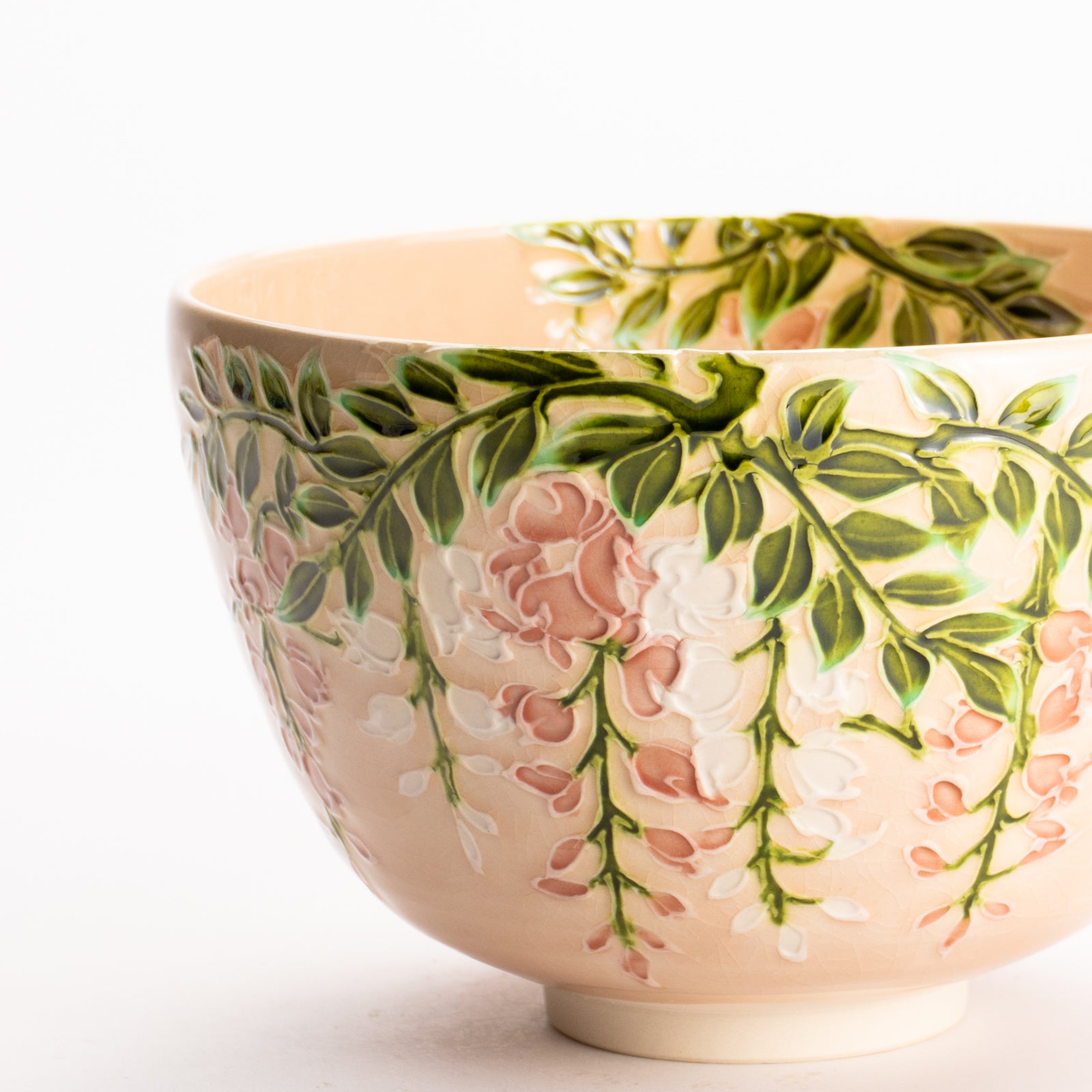 抹茶碗　淡桃交趾 "藤"　一如 KOTOPOTTER