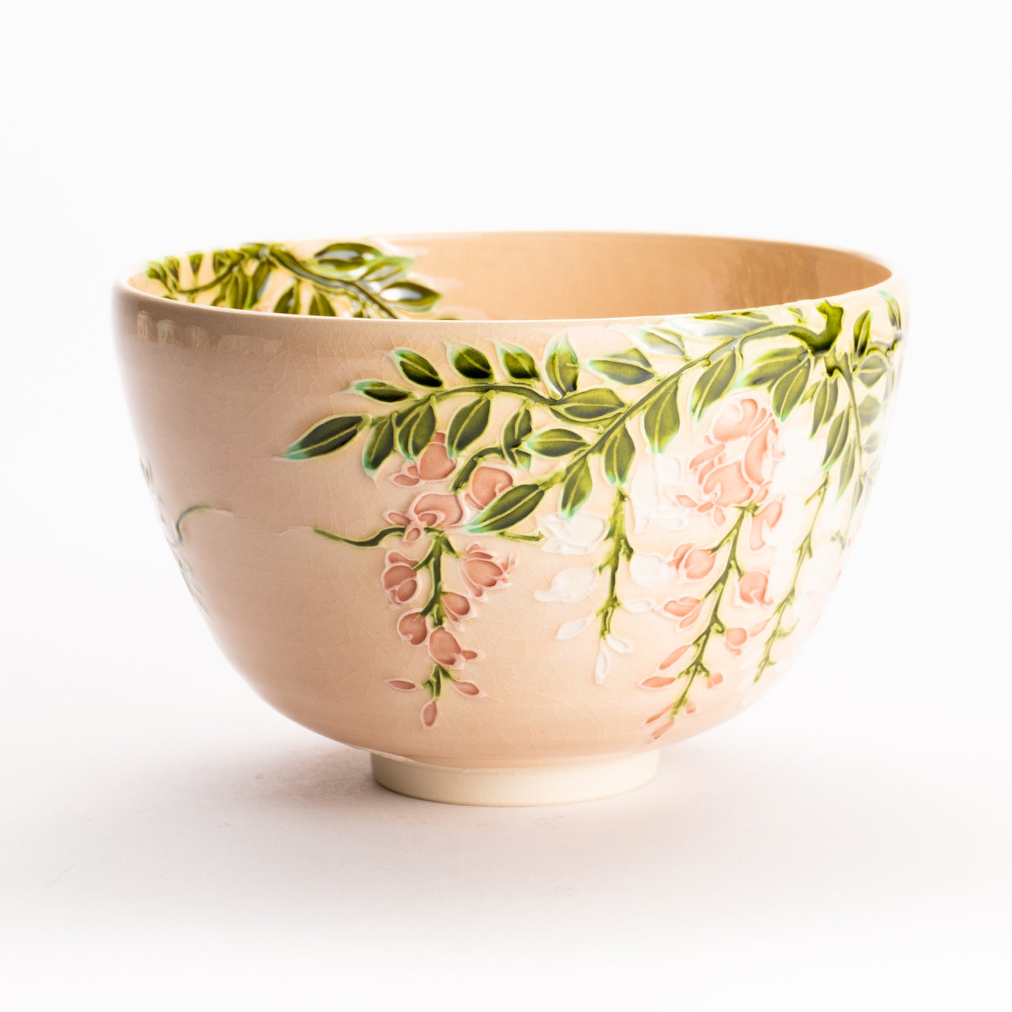 抹茶碗　淡桃交趾 "藤"　一如 KOTOPOTTER