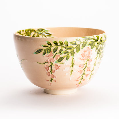 抹茶碗　淡桃交趾 "藤"　一如 KOTOPOTTER