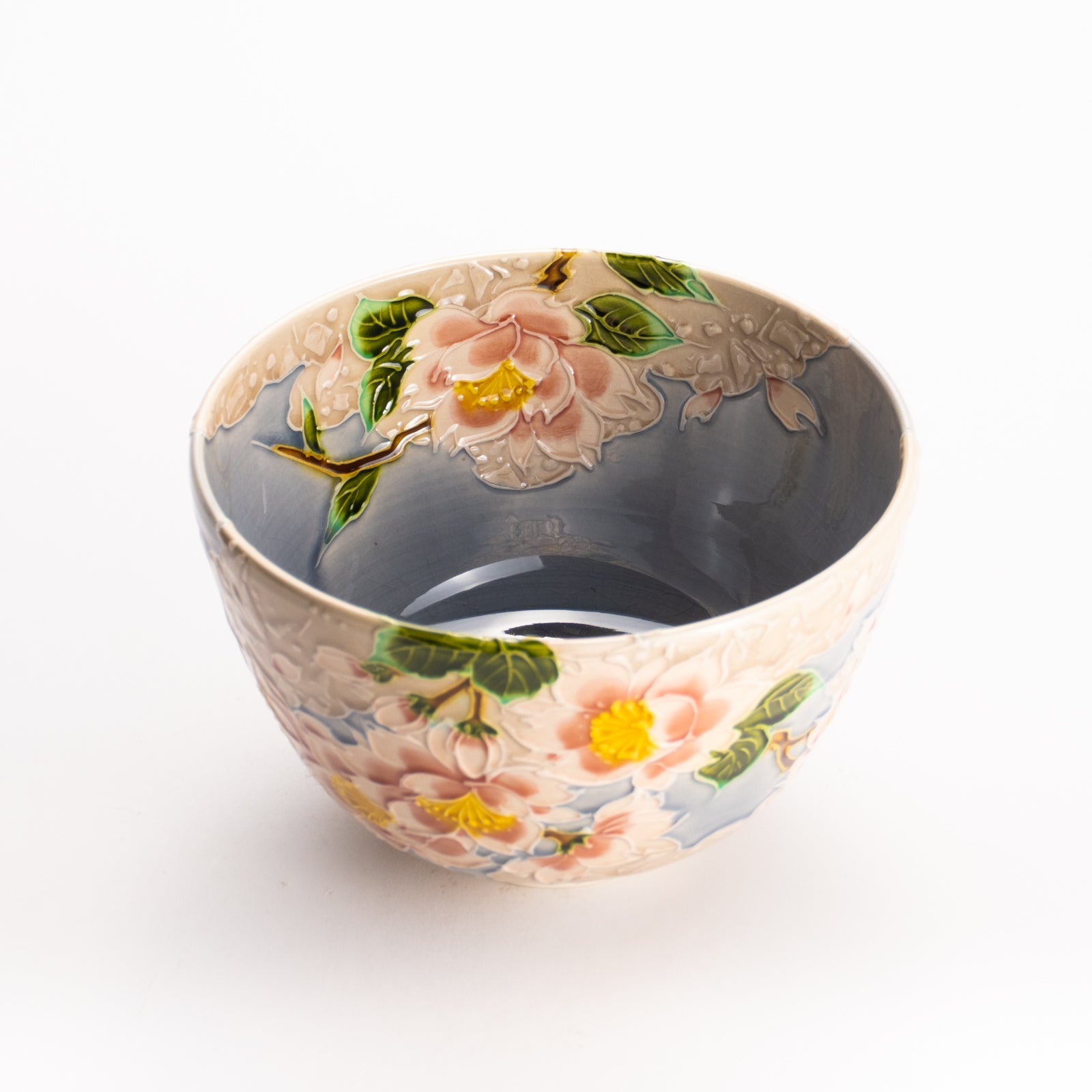 抹茶碗　淡紫交趾 "桜に雲"　一如 KOTOPOTTER