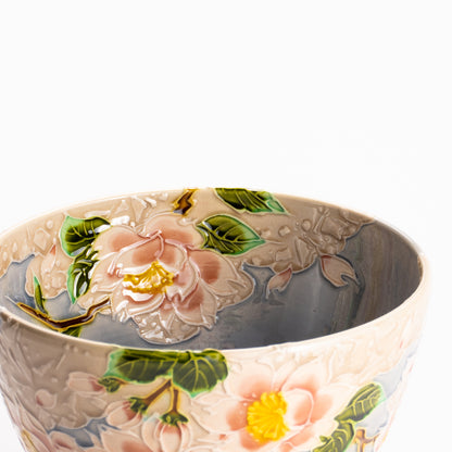 抹茶碗　淡紫交趾 "桜に雲"　一如 KOTOPOTTER