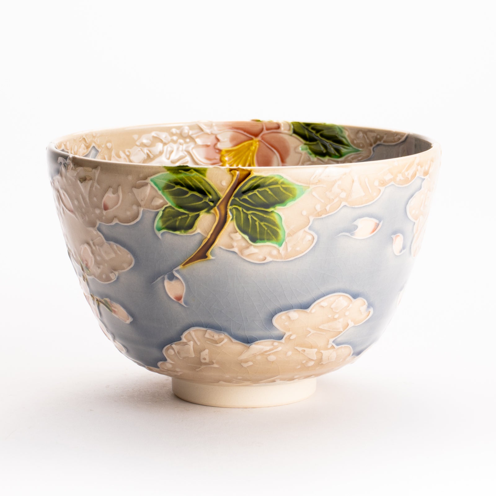 抹茶碗　淡紫交趾 "桜に雲"　一如 KOTOPOTTER