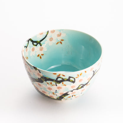 抹茶碗　淡青交趾 "満開の桜"　一如 KOTOPOTTER