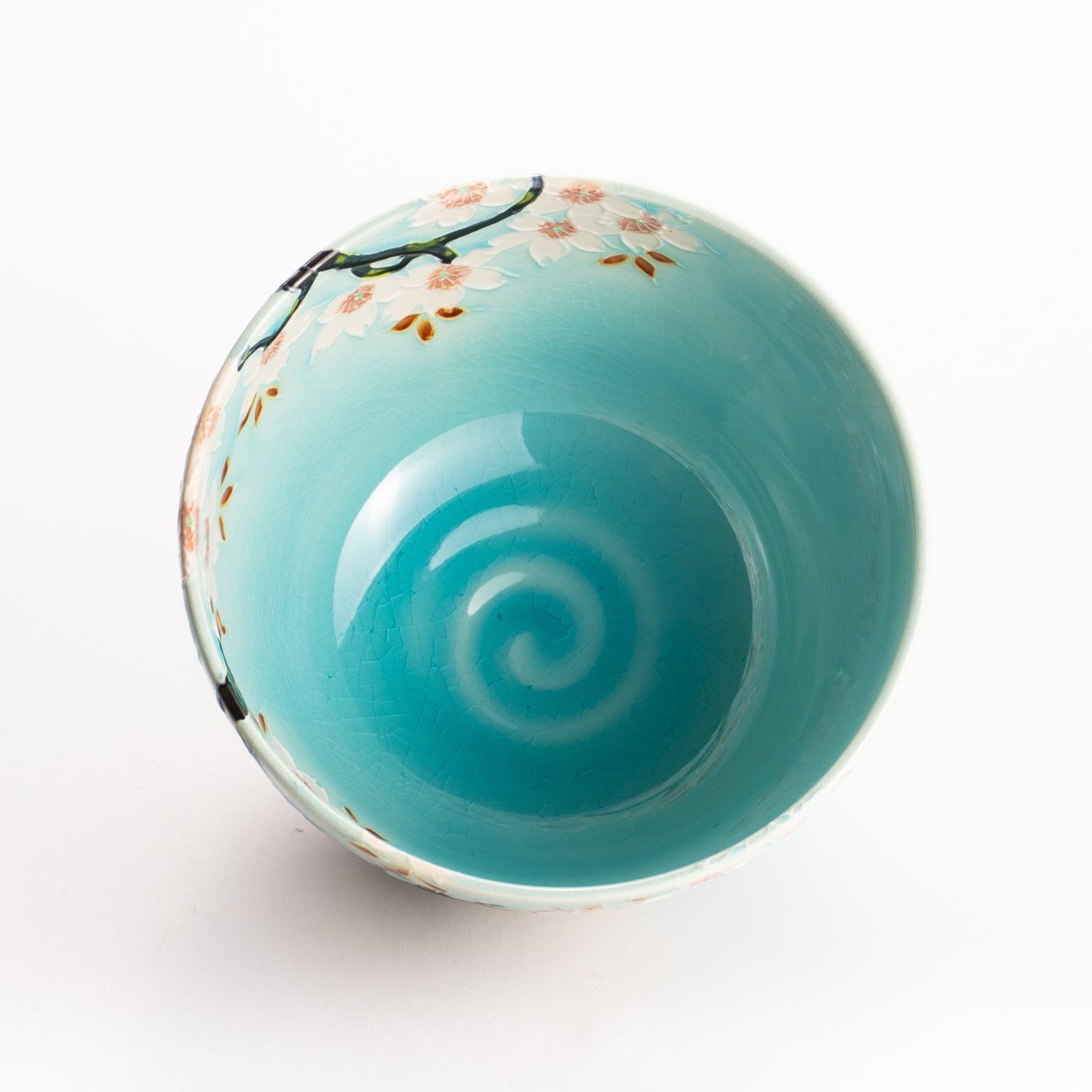 抹茶碗　淡青交趾 "満開の桜"　一如 KOTOPOTTER