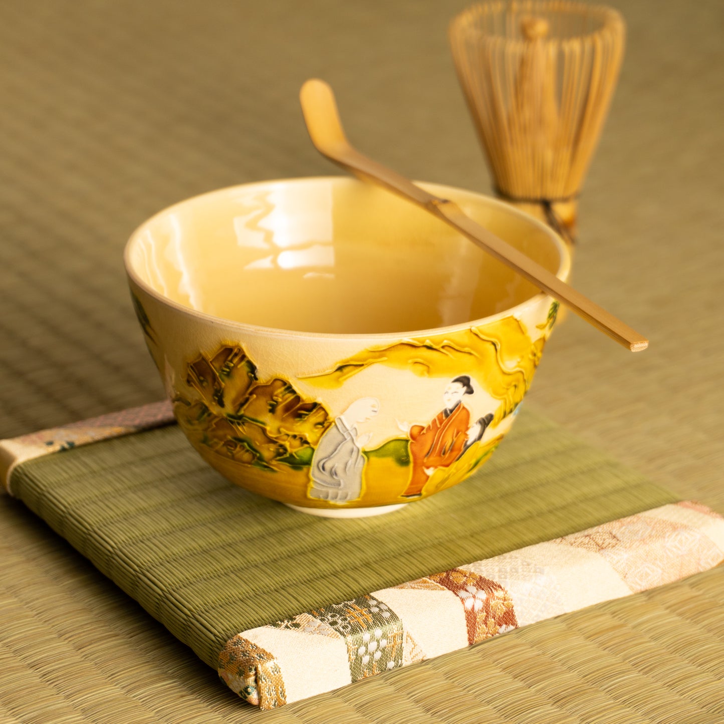 抹茶碗　黄金交趾 "三賢人"　一如 KOTOPOTTER