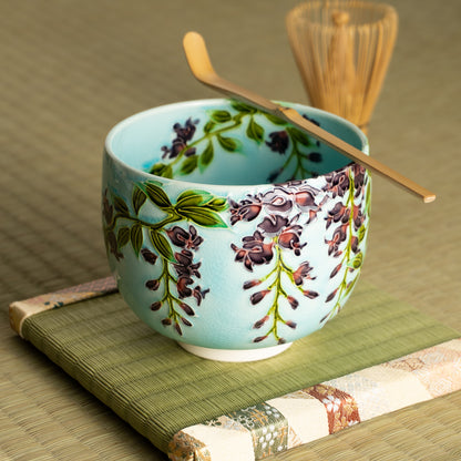 抹茶碗　淡青交趾 "藤"　一如 KOTOPOTTER