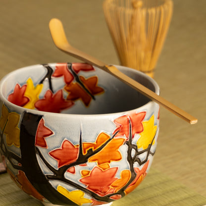 抹茶碗　淡紫交趾 "紅葉"　一如 KOTOPOTTER