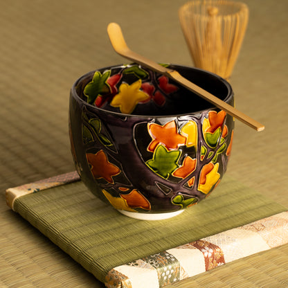 抹茶碗　紫交趾 "紅葉"　一如 KOTOPOTTER