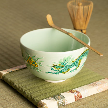 抹茶碗　白緑交趾 "龍"　一如 KOTOPOTTER