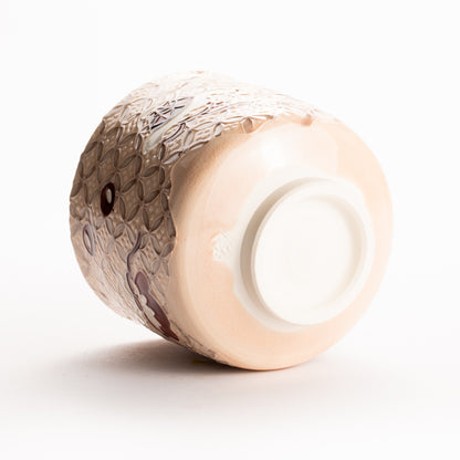 抹茶碗　淡桃"宝尽七宝紋"　一如 KOTOPOTTER