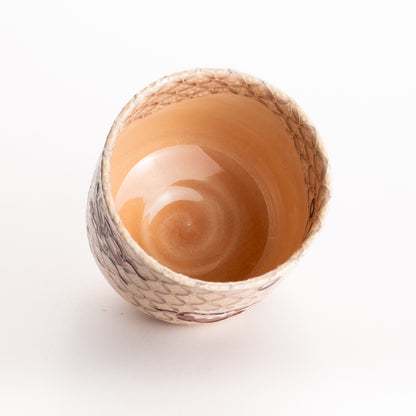抹茶碗　淡桃"宝尽七宝紋"　一如 KOTOPOTTER