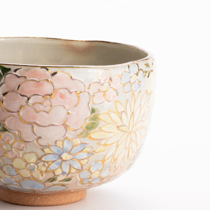 抹茶碗　色絵金彩 花詰　俊山窯 KOTOPOTTER