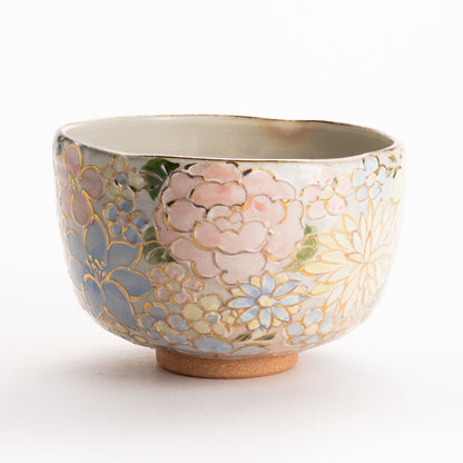 抹茶碗　色絵金彩 花詰　俊山窯 KOTOPOTTER