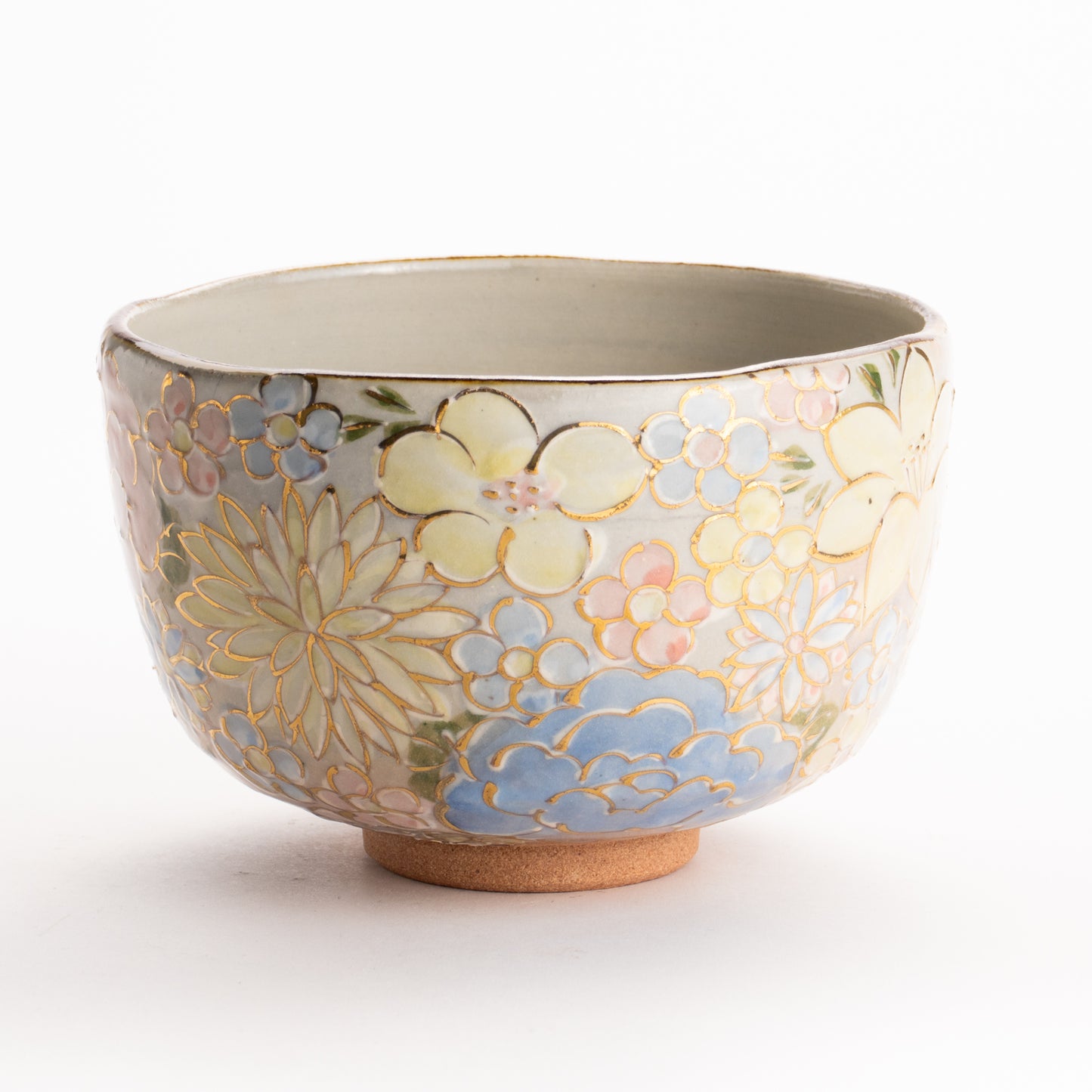 抹茶碗　色絵金彩 花詰　俊山窯 KOTOPOTTER