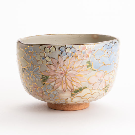 抹茶碗　色絵金彩 花詰　俊山窯 KOTOPOTTER