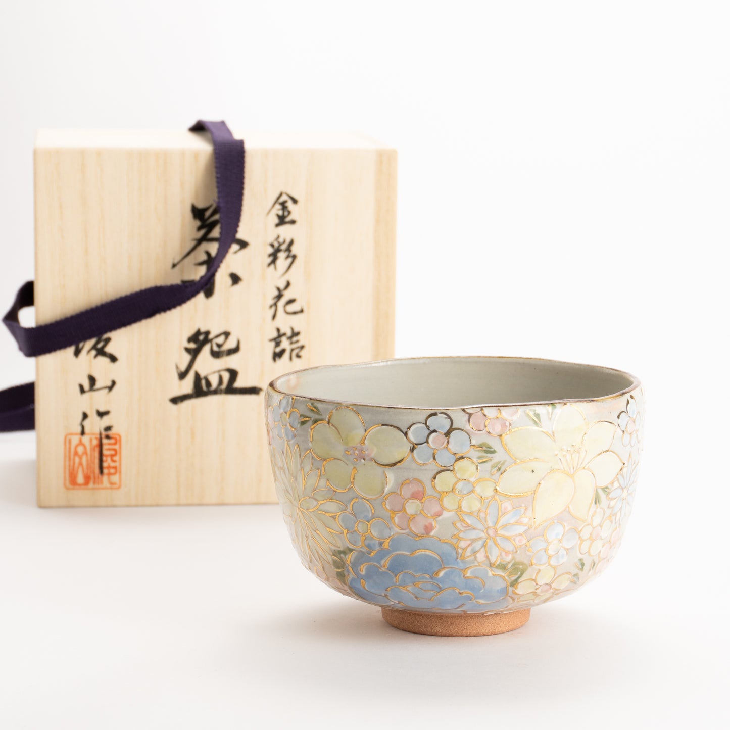 抹茶碗　色絵金彩 花詰　俊山窯 KOTOPOTTER