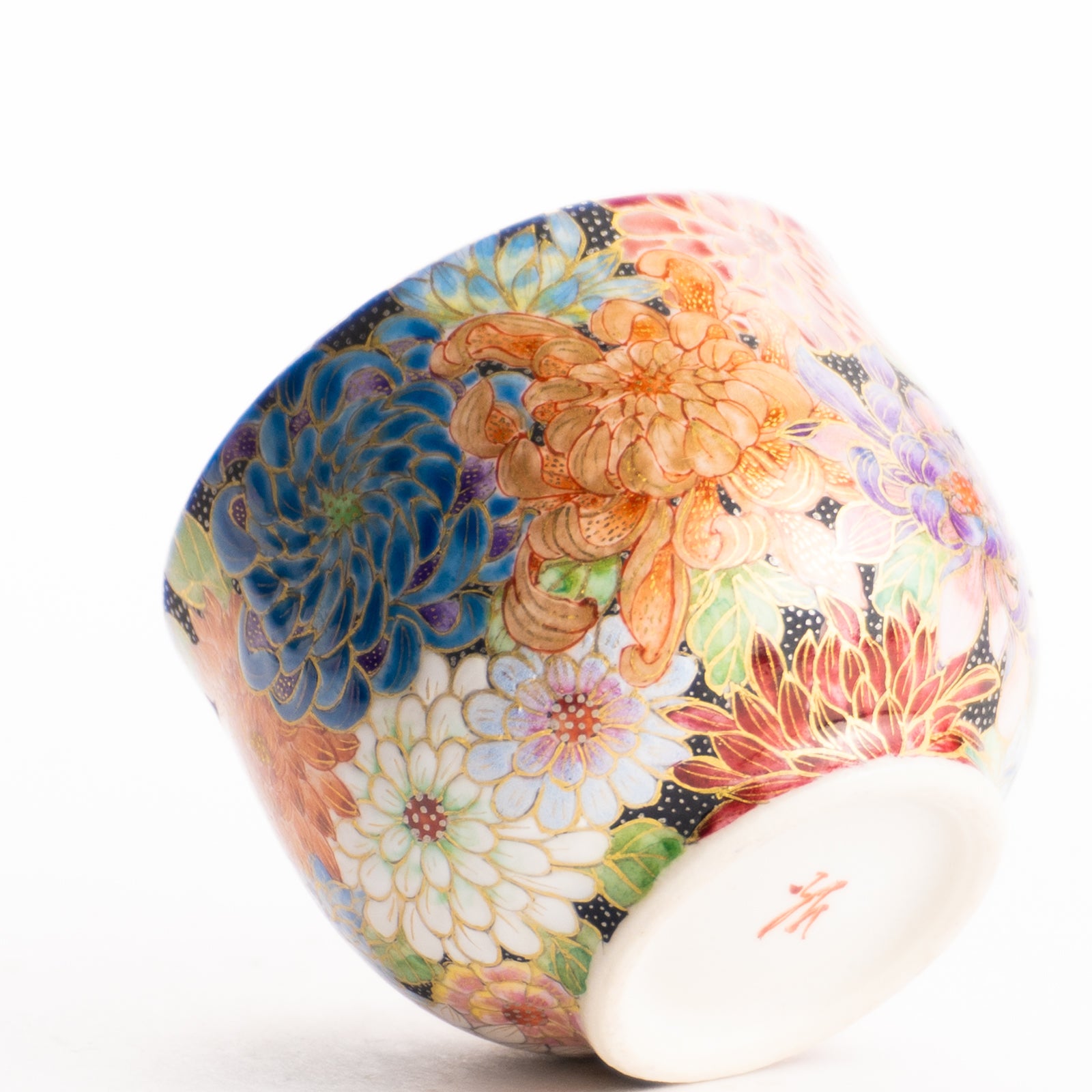 京都 清水焼】ぐい呑 色絵金彩 花詰 見谷若葉｜コトポッター