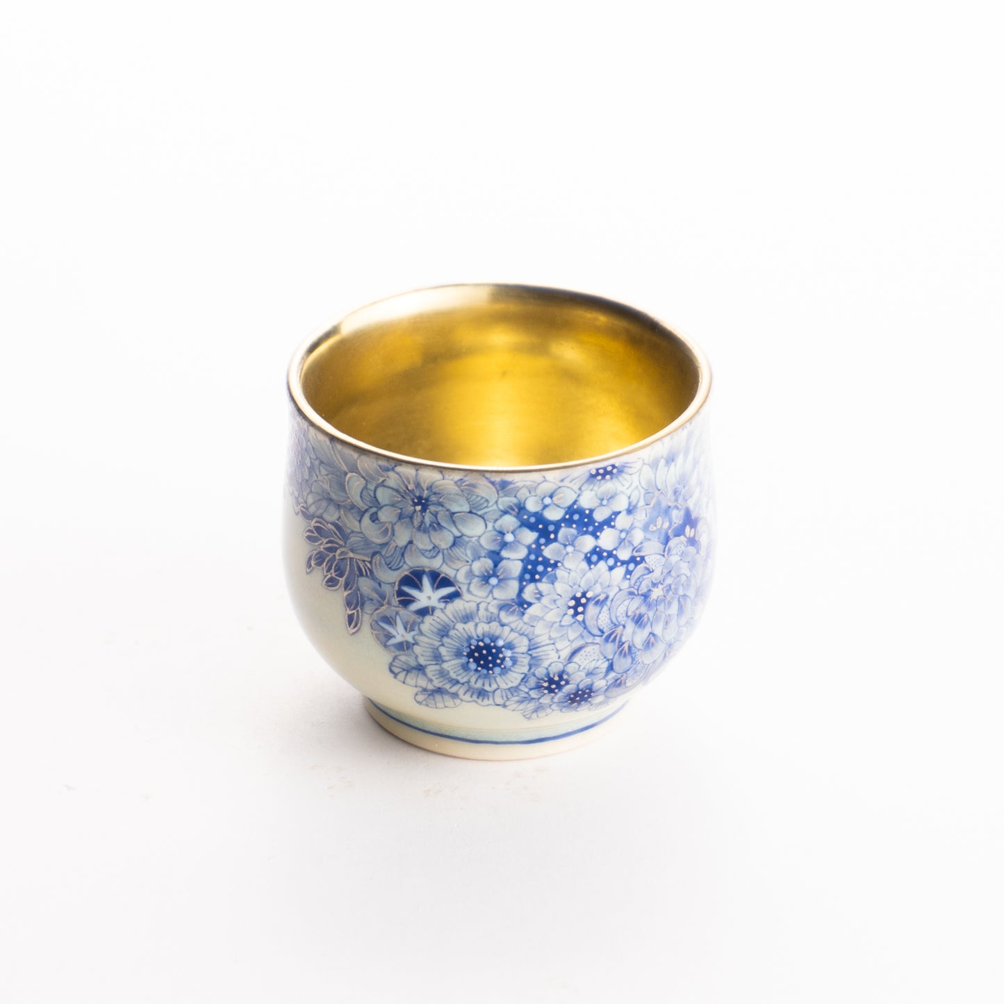 ぐい呑　青描プラチナ彩 花詰　見谷若葉 KOTOPOTTER