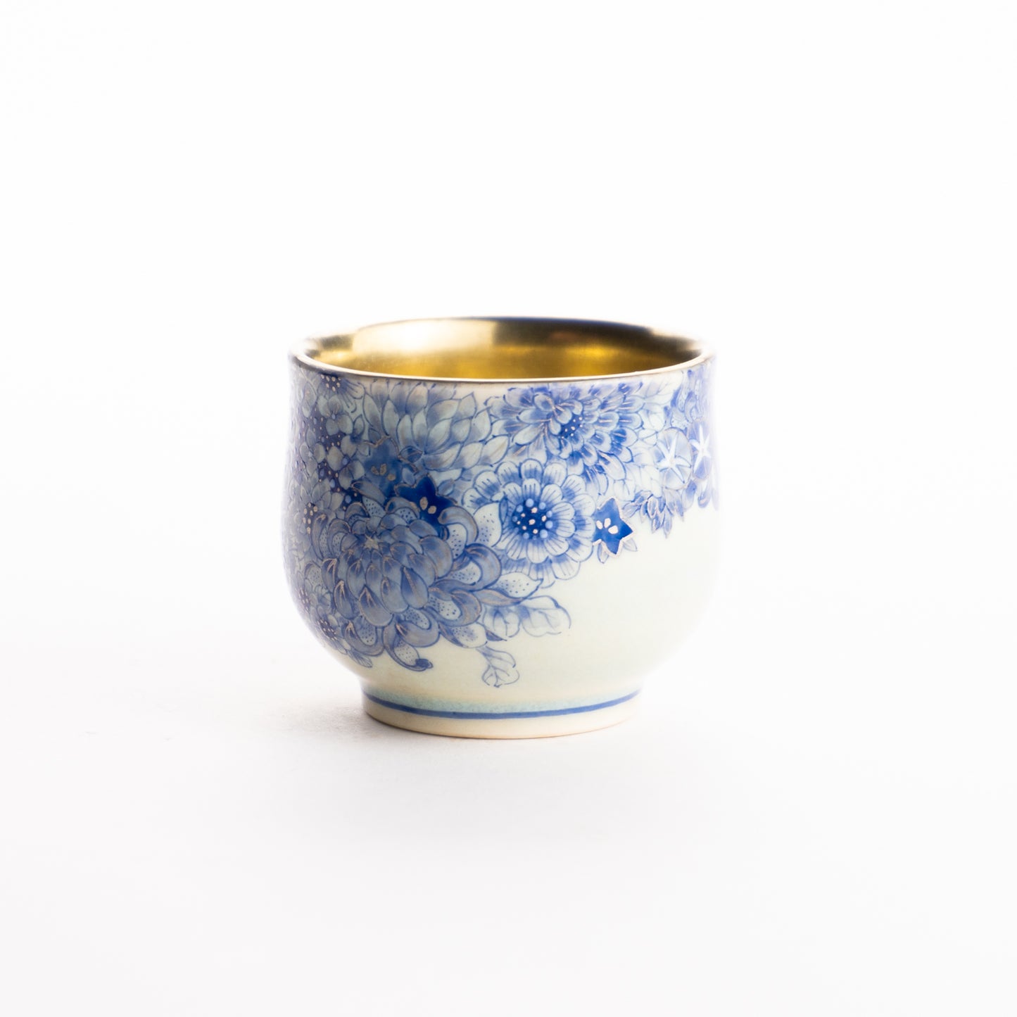 ぐい呑　青描プラチナ彩 花詰　見谷若葉 KOTOPOTTER
