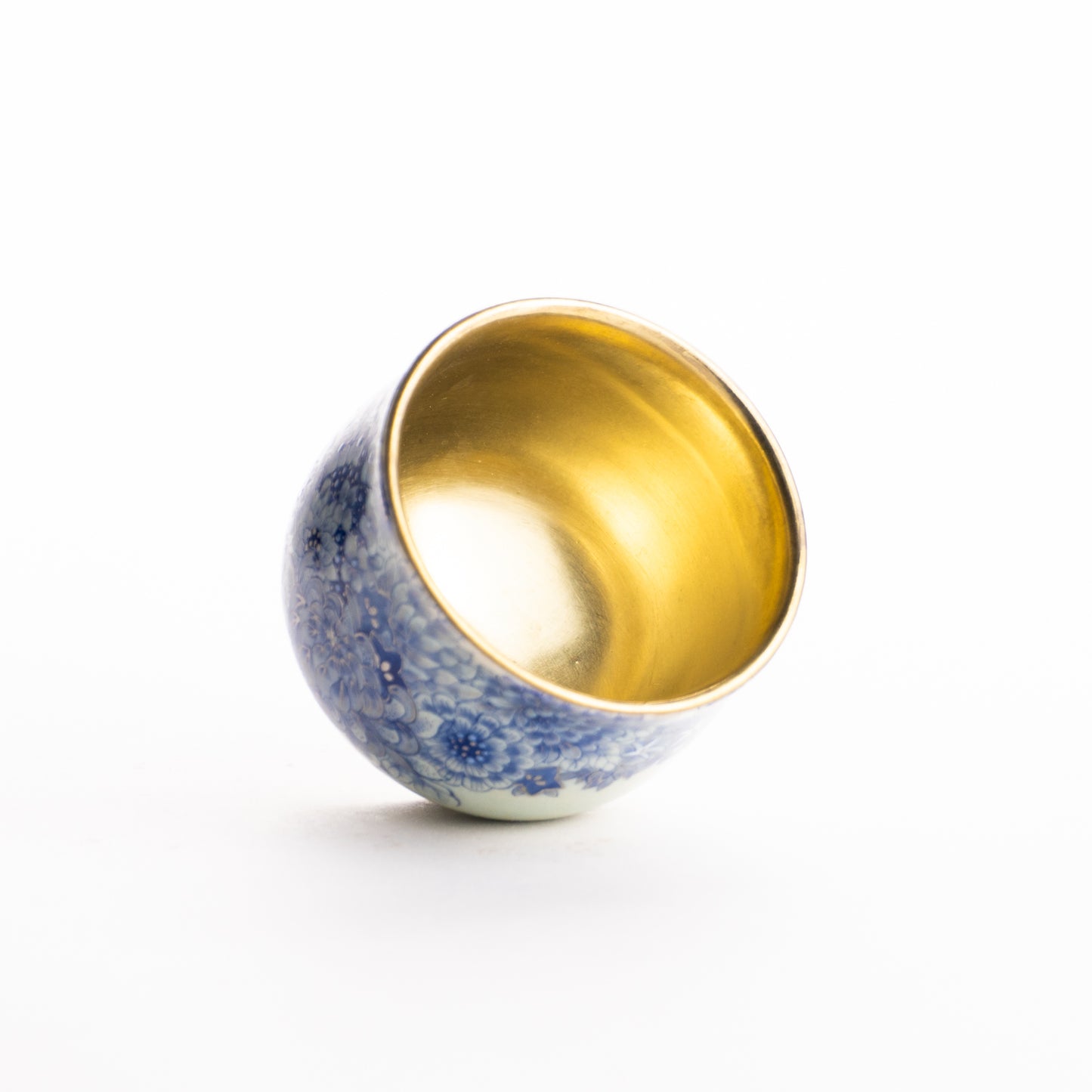 ぐい呑　青描プラチナ彩 花詰　見谷若葉 KOTOPOTTER