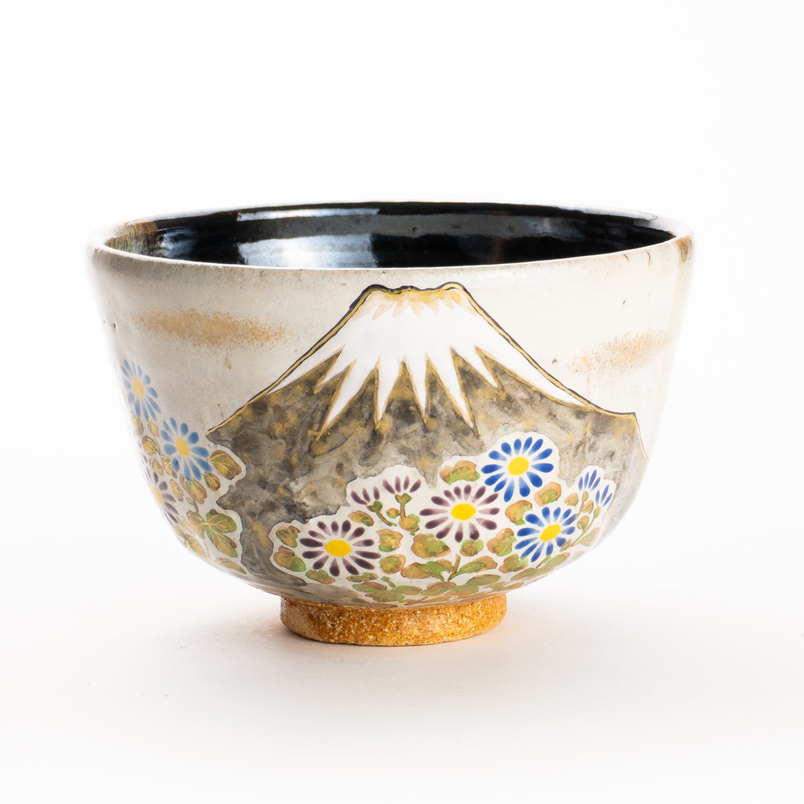 抹茶碗　灰釉掛分 富士に菊　良二 KOTOPOTTER