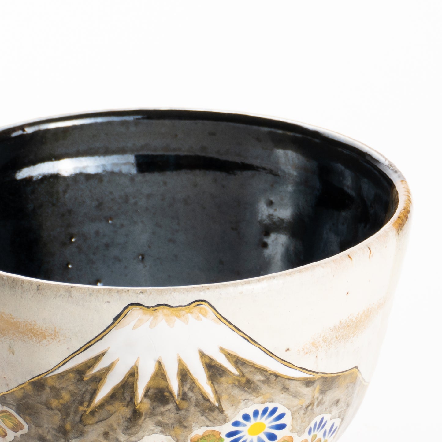 抹茶碗　灰釉掛分 富士に菊　良二 KOTOPOTTER