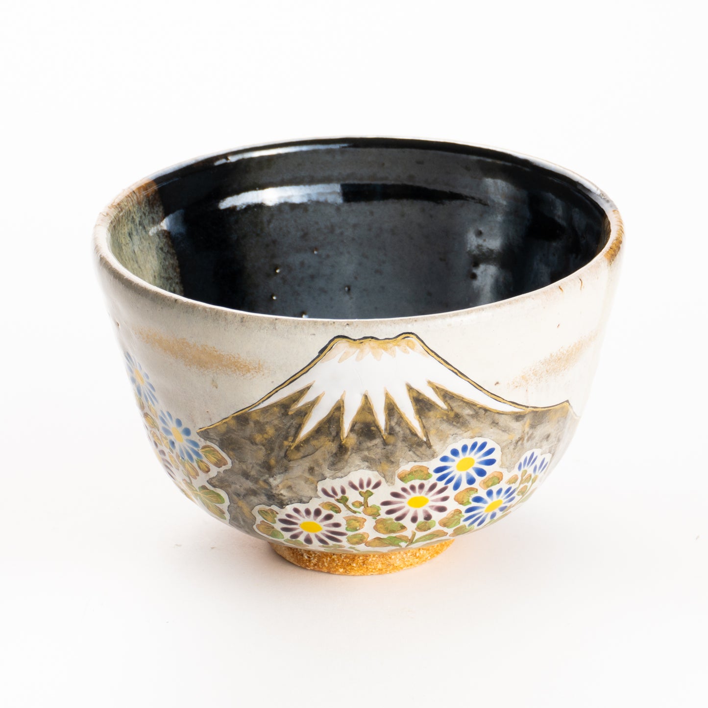 抹茶碗　灰釉掛分 富士に菊　良二 KOTOPOTTER
