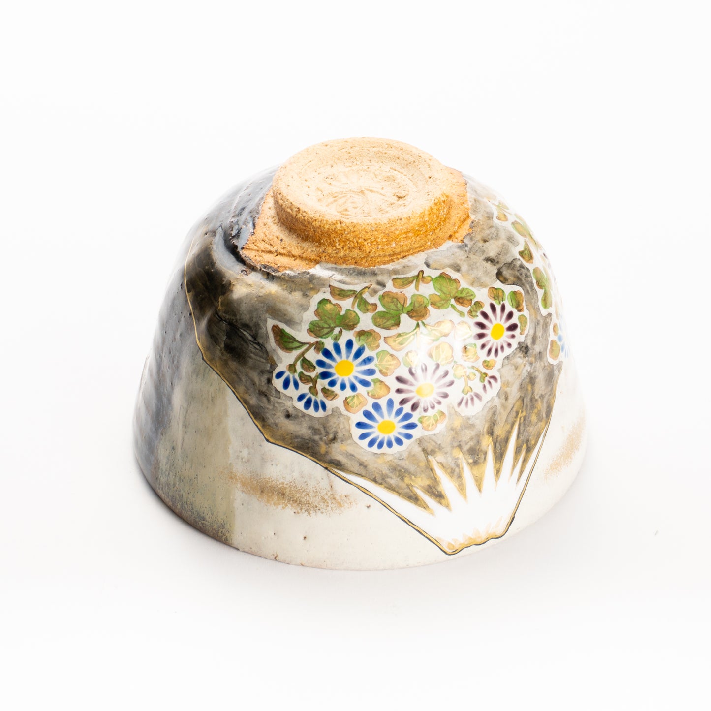 抹茶碗　灰釉掛分 富士に菊　良二 KOTOPOTTER
