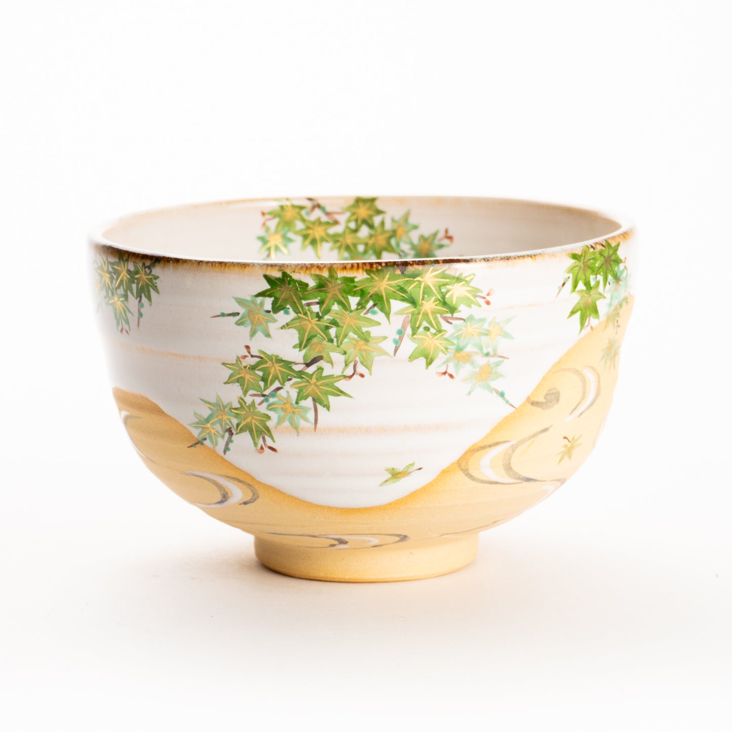 抹茶碗　白釉 青楓　良二 KOTOPOTTER