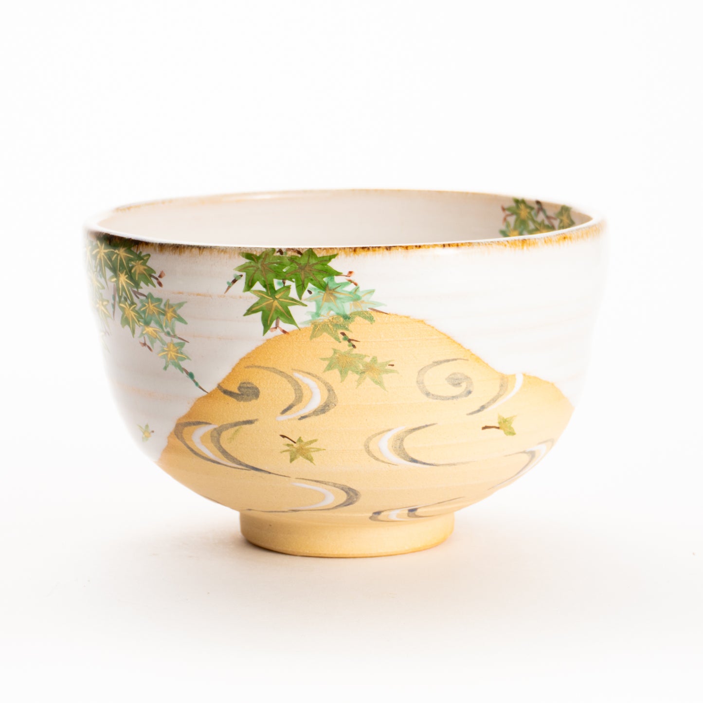 抹茶碗　白釉 青楓　良二 KOTOPOTTER