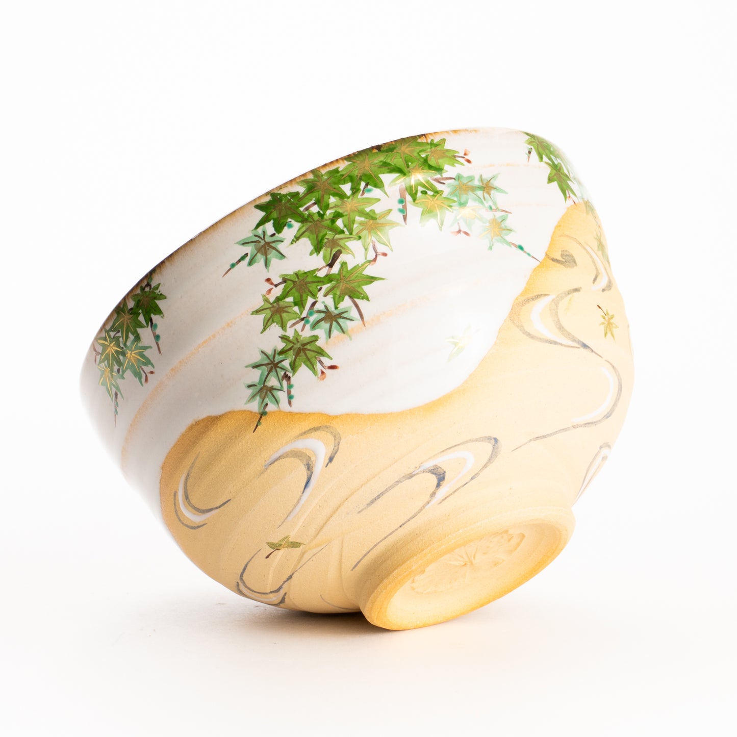 抹茶碗　白釉 青楓　良二 KOTOPOTTER