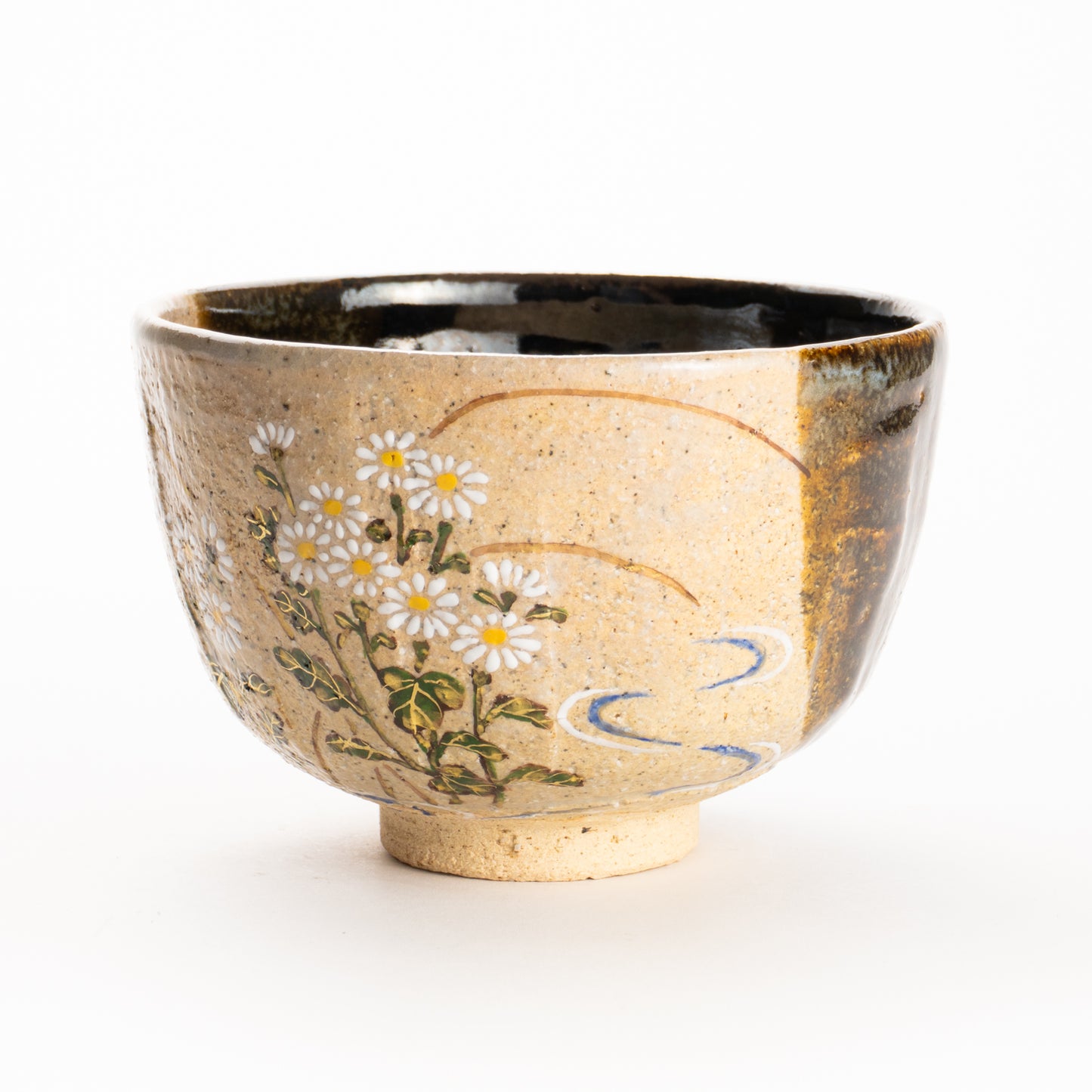 抹茶碗　灰釉掛分 小菊　良二 KOTOPOTTER