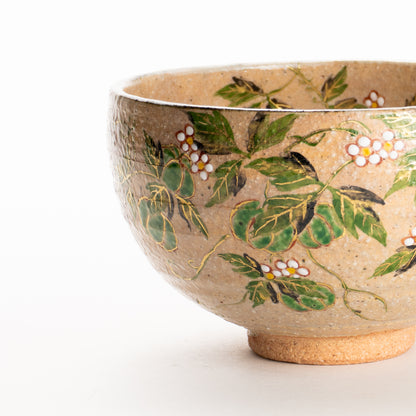 抹茶碗　灰釉 風船葛　良二 KOTOPOTTER