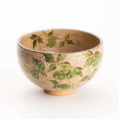 抹茶碗　灰釉 風船葛　良二 KOTOPOTTER